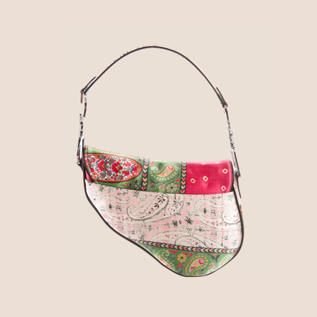 CHRISTIAN D1OR 2003 SILK PATCHWORK SADDLE BAG