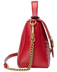 (WMNS) GCCI GG Marmont Gold Logo Distress Leather Chain handbag Small Red Classic 498110-DTDIT-6433