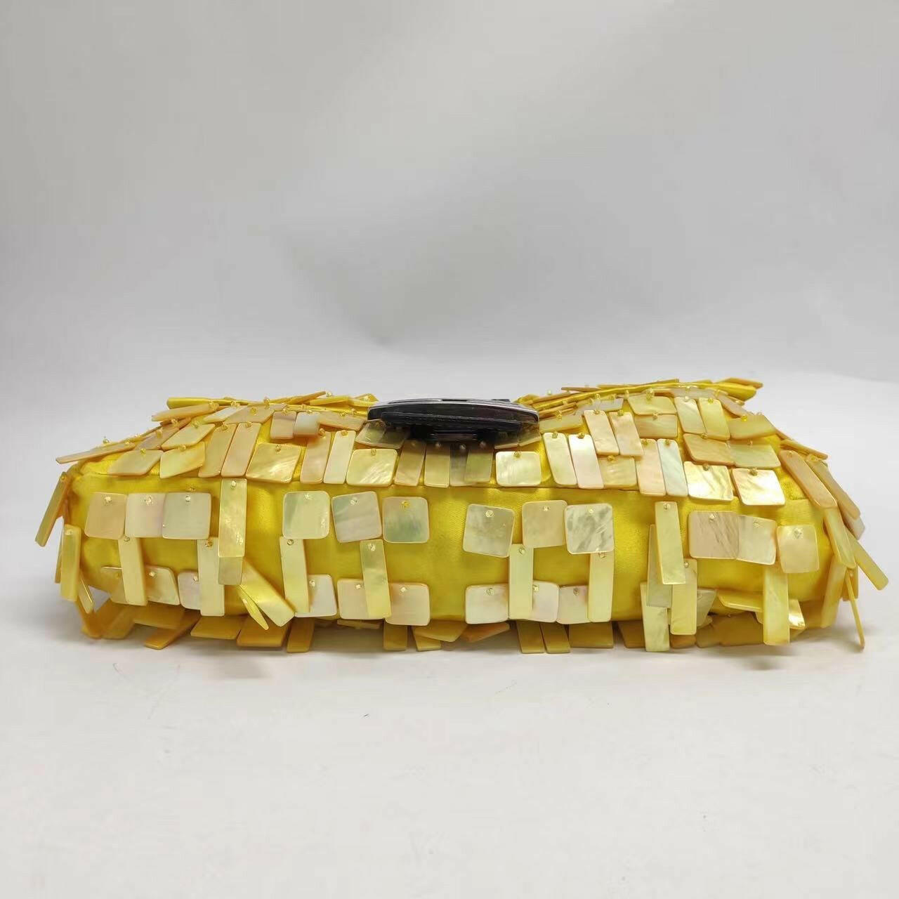 FNDI Baguette Yellow Silk With Mother Of Pearl Sequins Extremely Rare
