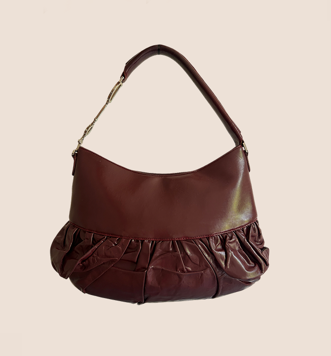CHRISTIAN D1OR 2007 BURGUNDY LEATHER CORSET BAG