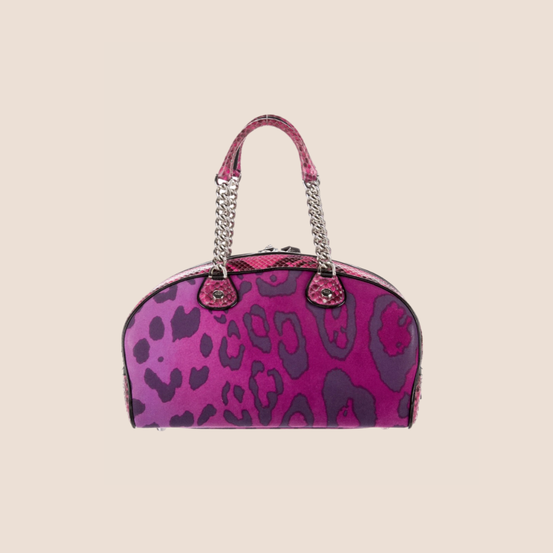 CHRISTIAN D1OR 2004 PYTHON TRIMMED GAMBLER DICE BOWLER BAG