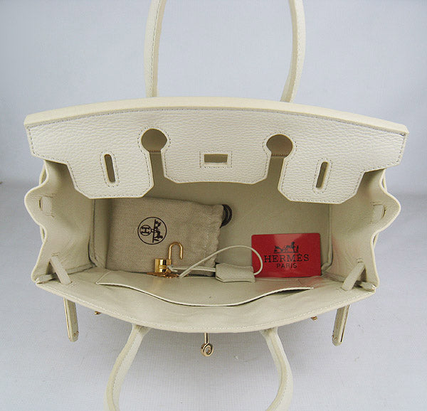 HMS Birkin 30cm Togo Leather Handbags Beige Golden