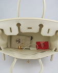 HMS Birkin 30cm Togo Leather Handbags Beige Golden