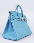 HMS Birkin 35cm Togo Leather Handbags 6099 Light Blue Golden