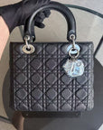 *Rare Caviar* D1OR Lady Medium - Grained Calfskin Cannage Black Silver Hardware