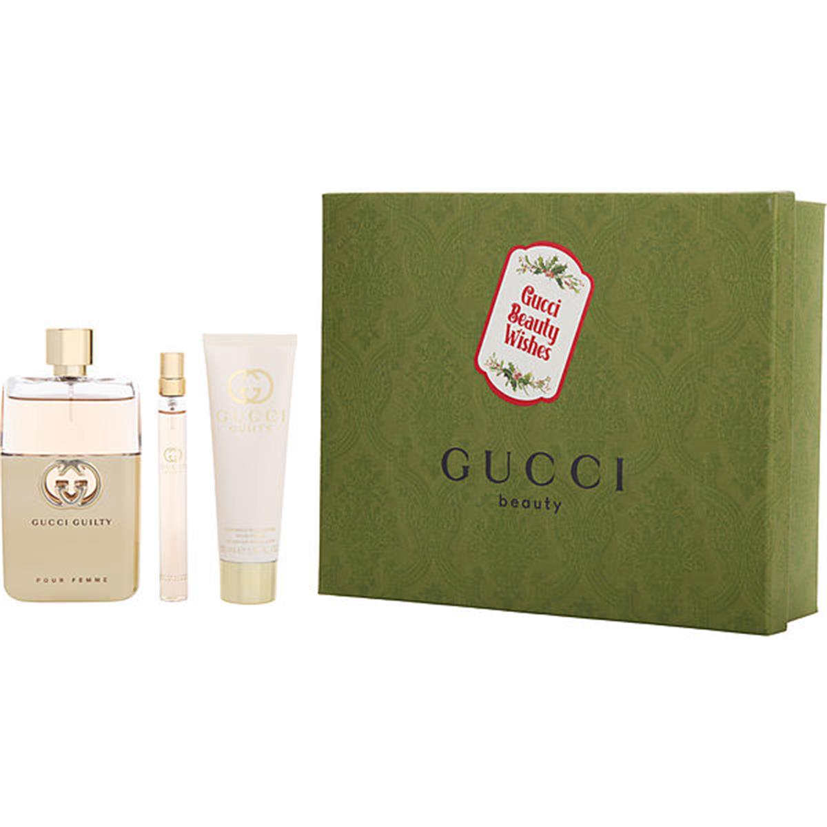 GCCI  Guilty Pour Femme Eau De Parfum Spray 3 oz &amp; Body Lotion 1.6 oz &amp; Eau De Parfum Spray 0.33 oz Mini Gift Set