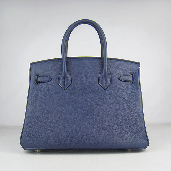 HMS Birkin 30cm Togo Leather Handbags Dark Blue Golden