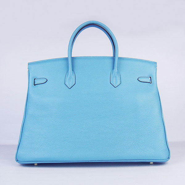 HMS Birkin 35cm Togo Leather Handbags 6099 Light Blue Golden