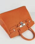 HMS Birkin 30cm Togo Leather Handbags Orange Silver