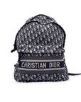 CHRISTIAN D1OR Blue Oblique Jacquard Canvas D1OR Travel Backpack Bag