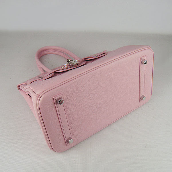 HMS Birkin 30cm Togo Leather Handbags Pink Silver