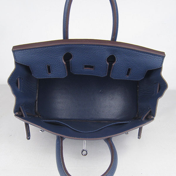 HMS Birkin 25cm Handbag 6068 dark blue silver