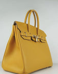 HMS Birkin 35cm Togo Leather Handbags Yellow Golden