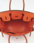 HMS Birkin 30cm Togo Leather Handbags Orange Golden