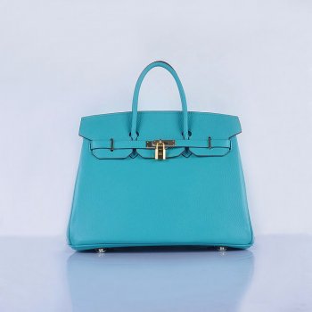 HMS Birkin 35cm Togo Leather Handbags Emerald Green Golden