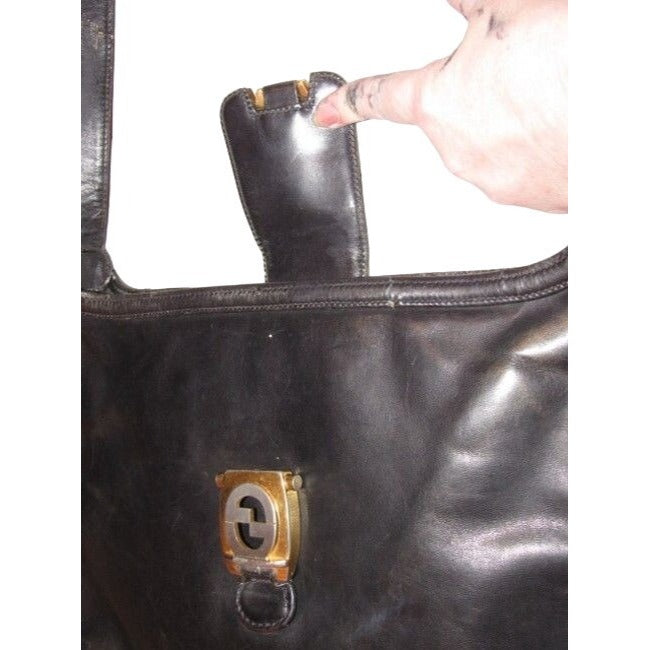1950s GCCI Vintage Bluish Black Leather Jackie Hobo Bag