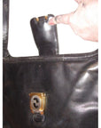 1950s GCCI Vintage Bluish Black Leather Jackie Hobo Bag