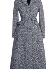 CHRISTIAN D1OR Belted A Line Coat Black White