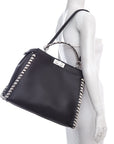FNDI Black & Snakeskin Large Peak-A-Boo Handbag