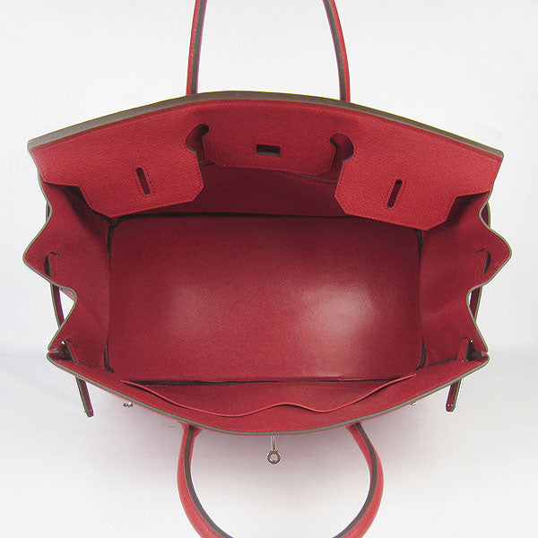 HMS Birkin 35CM Togo Leather Handbags 6099 red silver