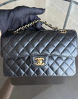 *Microchip, Full Set Receipt* CH Small Caviar Classic Flap Quilted Black Golden Hardware