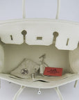 HMS Birkin 35cm Togo Leather Handbags Beige Silver