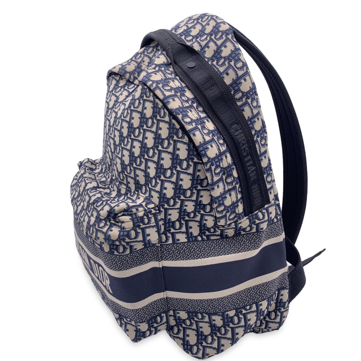 CHRISTIAN D1OR Blue Oblique Jacquard Canvas D1OR Travel Backpack Bag
