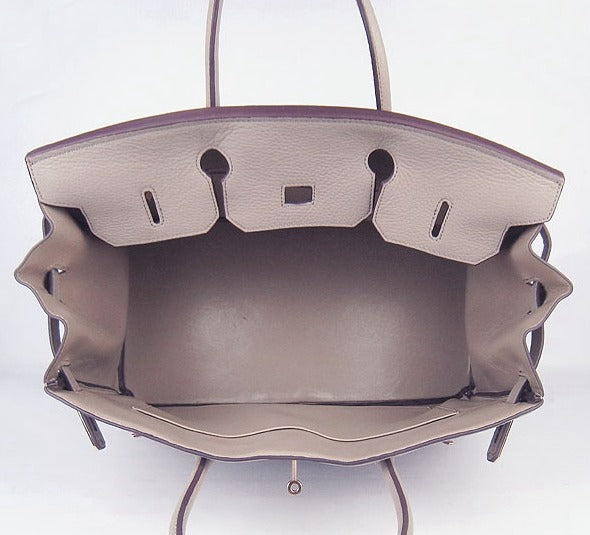 HMS Birkin 35CM Togo Leather Handbags 6099 grey golden