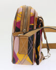 CHRISTIAN D1OR Argyle Check Shoulder Bag Nylon Yellow Pink 05-MA-0064 Auth 47588