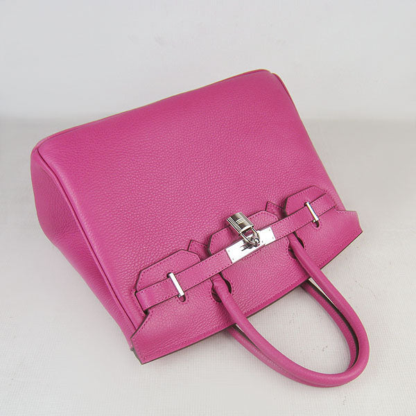 HMS Birkin 30cm Togo Leather Handbags Peach Silver