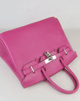 HMS Birkin 30cm Togo Leather Handbags Peach Silver