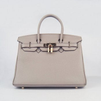 HMS Birkin 30cm Togo Leather Handbags Grey Gold