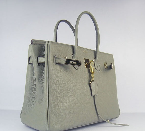 HMS Birkin 35cm Togo Leather Handbags Dark Grey Golden