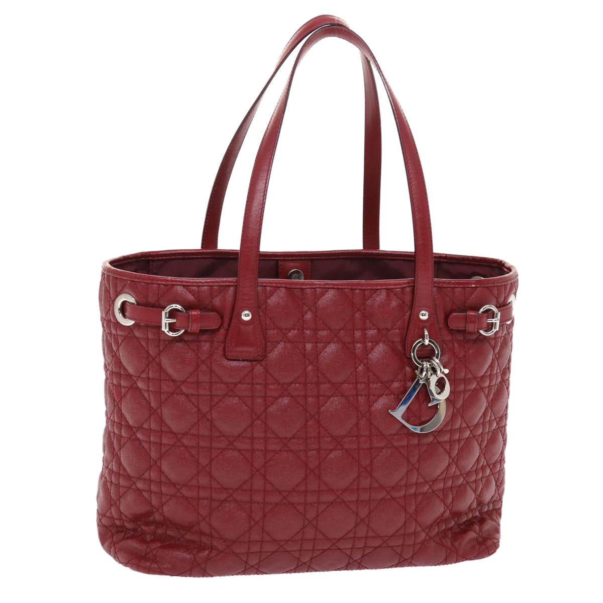 CHRISTIAN D1OR Canage Panarea Hand Bag PVC Leather Red 01-BO-0130 Auth 49472