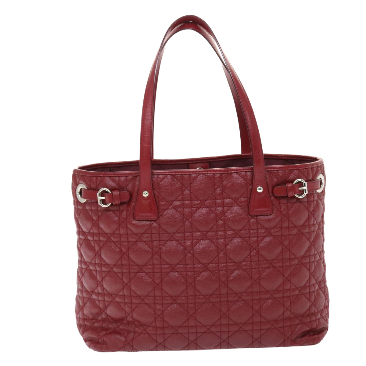 CHRISTIAN D1OR Canage Panarea Hand Bag PVC Leather Red 01-BO-0130 Auth 49472