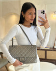 *FIRE PRICE* CH 2.55 Jumbo Reissue Bag in Metallic Grey Crumpled Calfskin Leather With Gunmetal Hardware