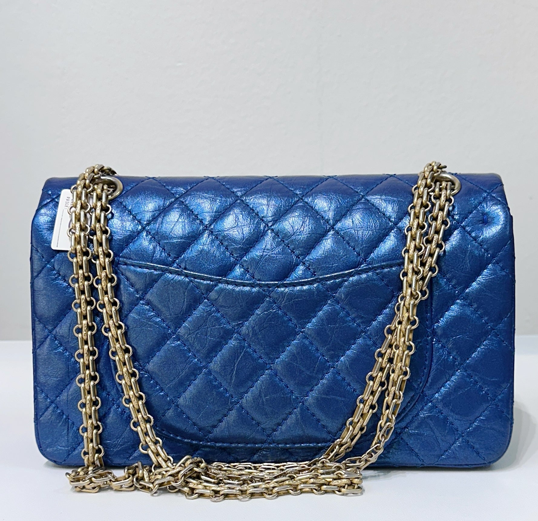 19A CH Iridescent Royal Electric Blue 2.55 225 Medium Reissue Flap Bag