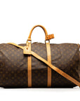 Brown LV Monogram Keepall Bandouliere 55 Travel Bag