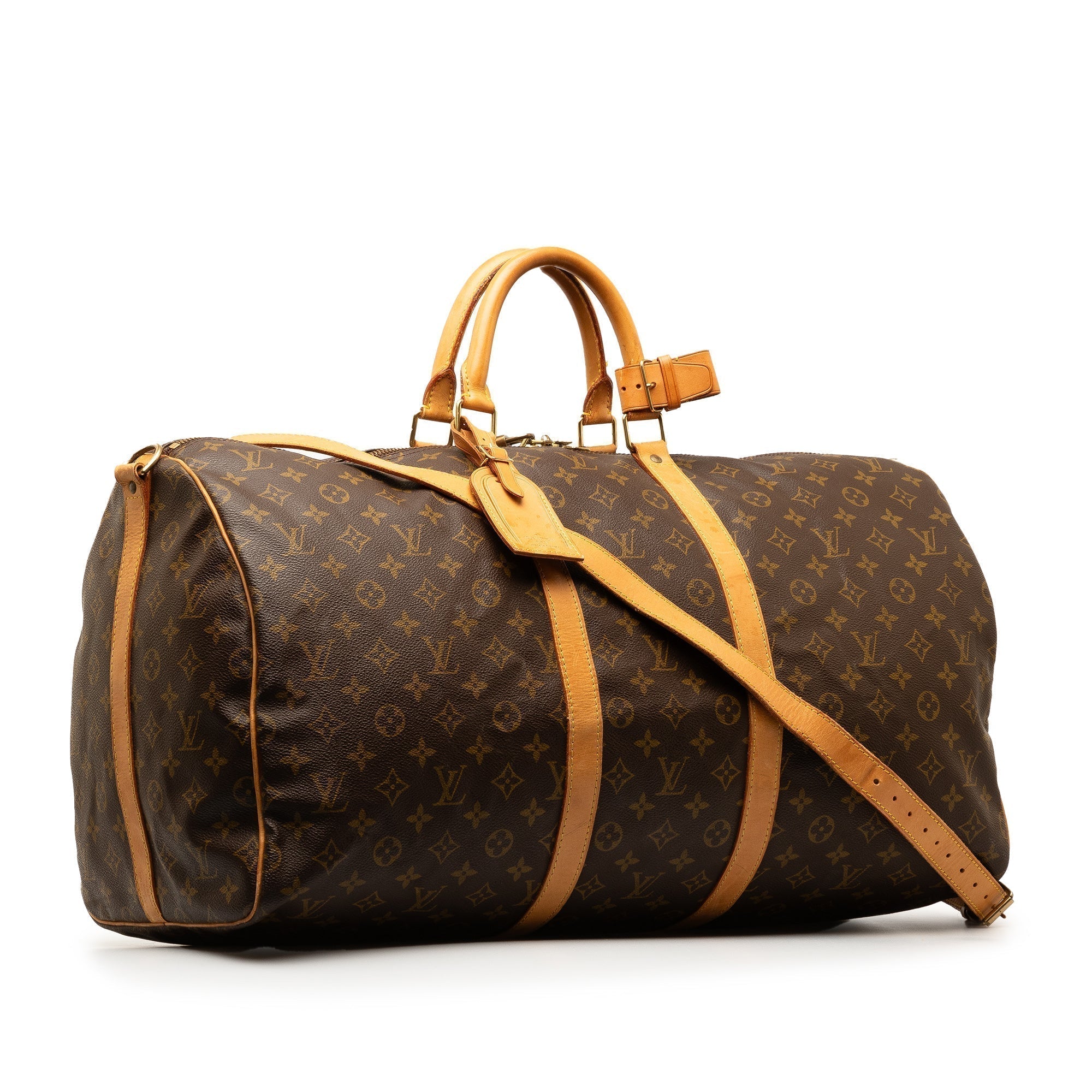 Brown LV Monogram Keepall Bandouliere 55 Travel Bag