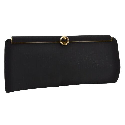 1960's GCCI mod black silk interlocking GG clutch purse