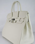 HMS Birkin 35cm Togo Leather Handbags Beige Silver