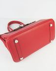 HMS Birkin 30cm Togo Leather Handbags Red Silver