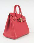 HMS Birkin 30cm Togo Leather Handbags Red Golden