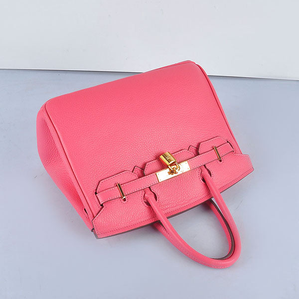 HMS Birkin 30cm Togo Leather Handbags Lip Pink Golden