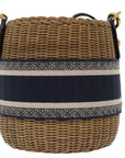 CHRISTIAN D1OR Christian Basket Bag Trotter Canvas Shoulder Bag Rattan Blue Auth 51270a