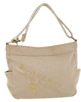 BBERRY Blue Label Shoulder Bag Canvas Beige Auth 51700