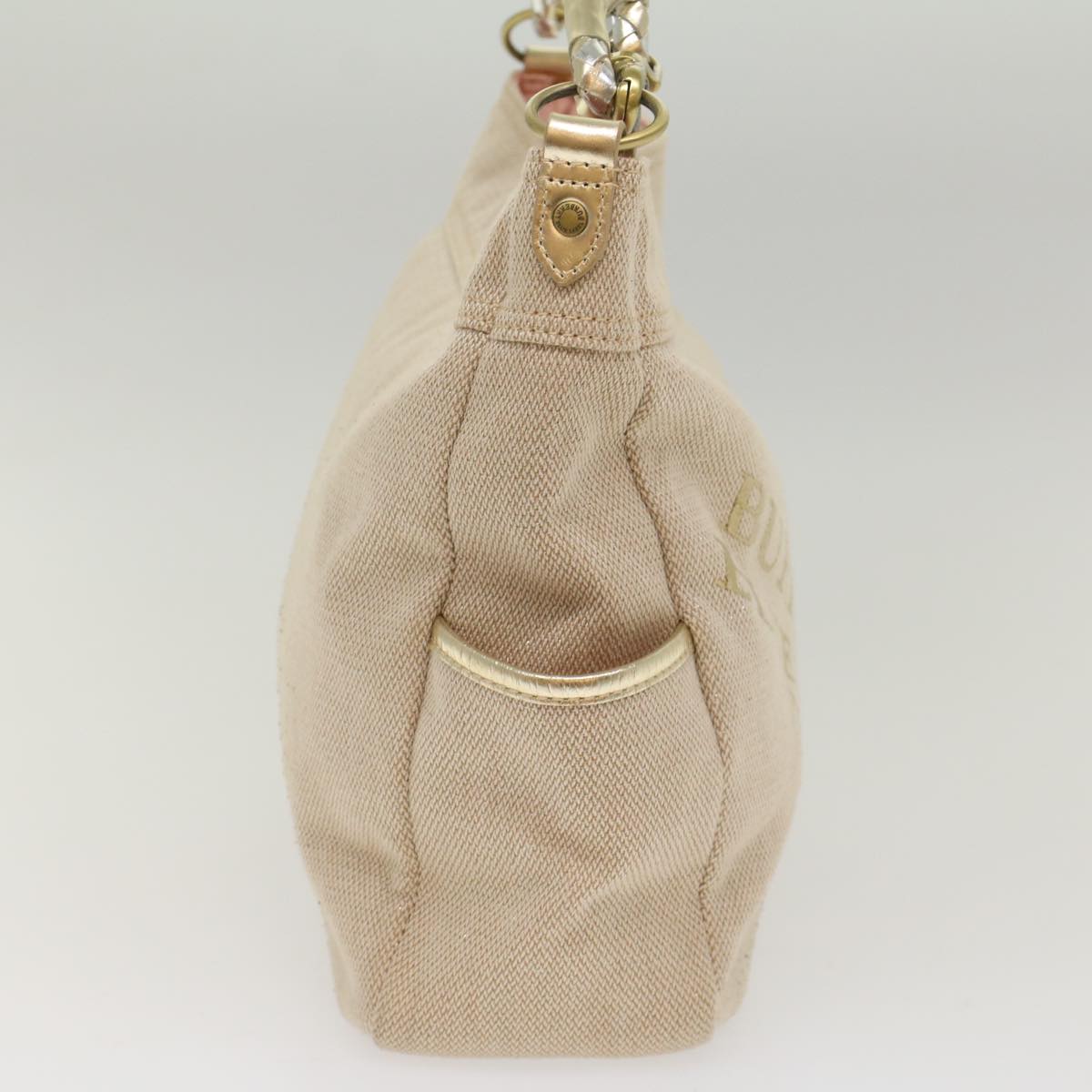BBERRY Blue Label Shoulder Bag Canvas Beige Auth 51700