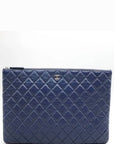 A82552 Navy Caviar Classic Large CC Silver Logo Clutch CH