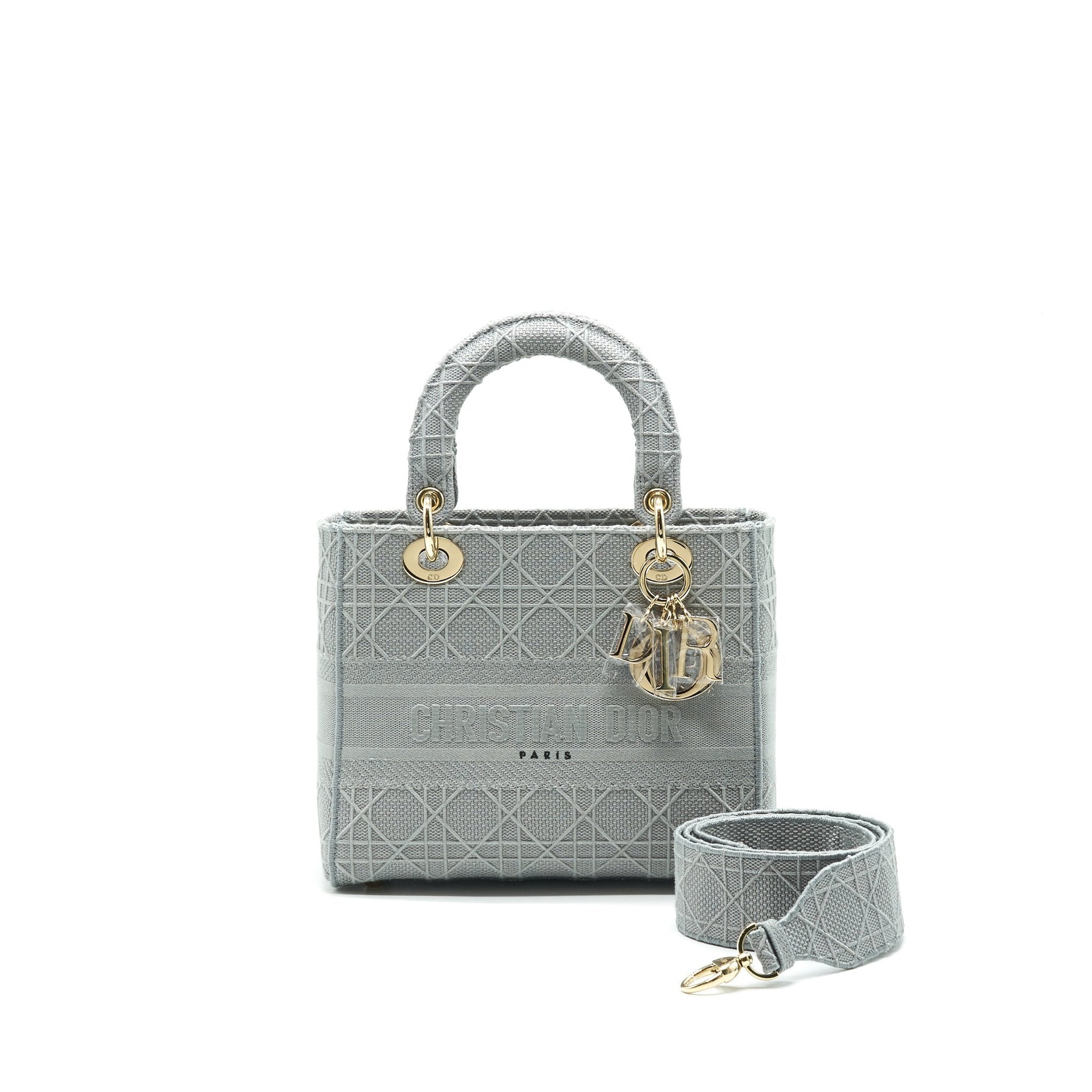 Christian D1OR Cannage Canvas Medium Lady D1OR Grey