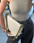 *FIRE PRICE* CH Ivory Large Boy Bag in Lambskin Leather with Antique Gold Hardware